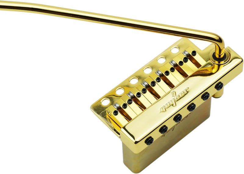 guyker Guitar Tremolo Bridge String Spacing 10.5MM with Brass Roller Saddle and Brass Block & Spring and Claw, Pop-In Vibrato Bar, Complete Install Kit, GG1009AB-T Gold - Image 5